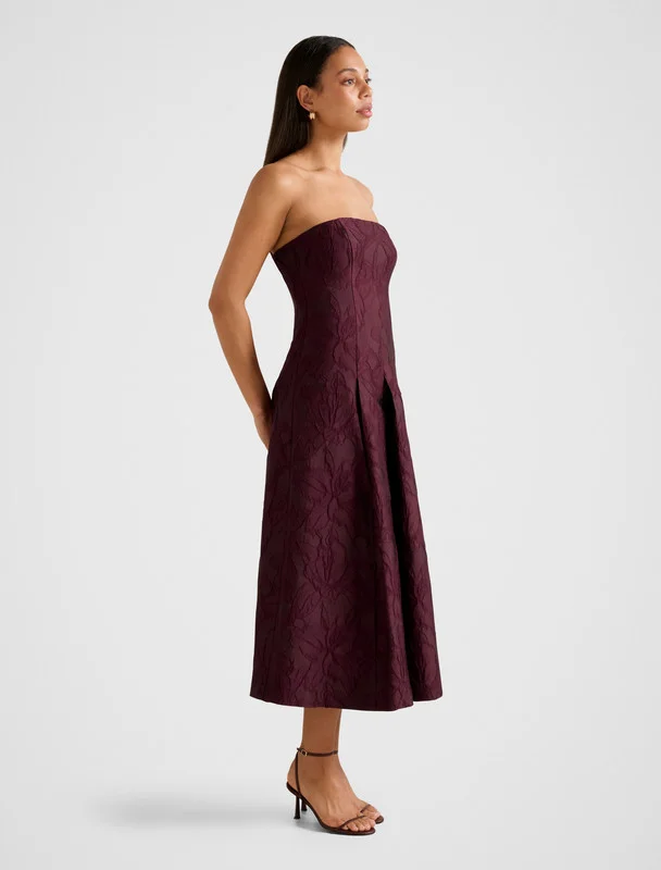 forever new  Charlotte Strapless Jacquard Midi for Women | Best Price UAE